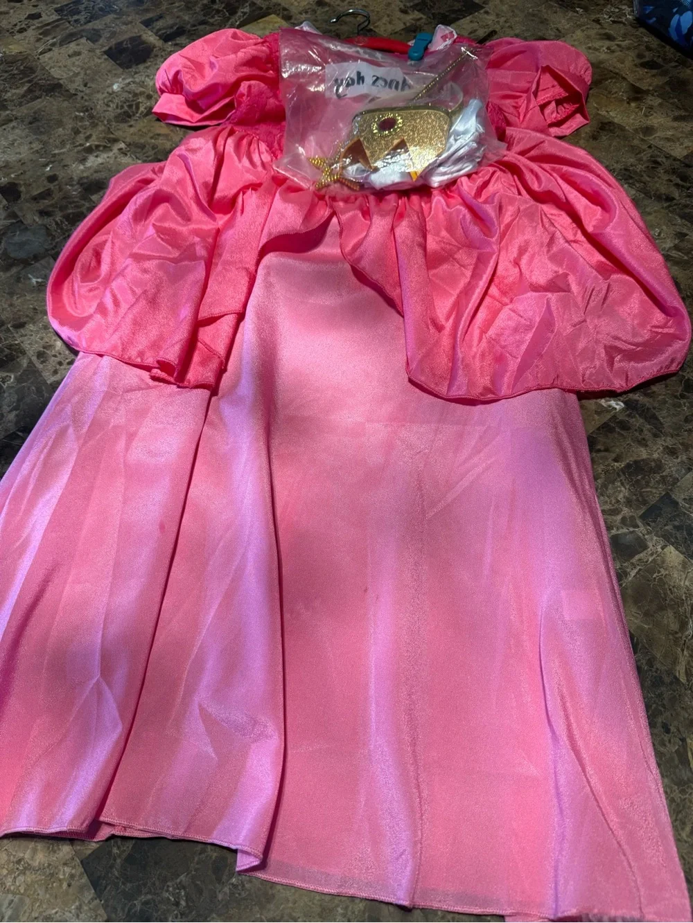 Girls princess Peach costume with accessories 7-9sz. adult size XL toad costume